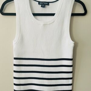 Nautica White Ribbed Tank with Black Stripes